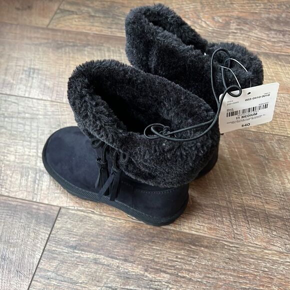 Little Girls Sz 11 Arizona Anna Flat Heel Winter Boots Black NWT 🏷 - Picture 3 of 10